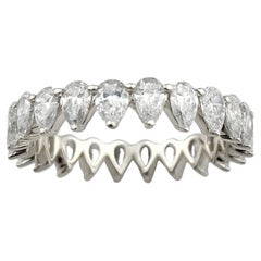 14KT White Gold 2.11Cts Natural Diamond Pear-Cut Eternity Ring