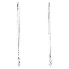 14KT White Gold .25ctw Diamond Threader Earrings, Length 2.5 inch, Simple Thread