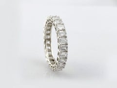 14KT White Gold 2.92 Cts Emerald Natural Diamond Emerald-Cut Eternity Ring
