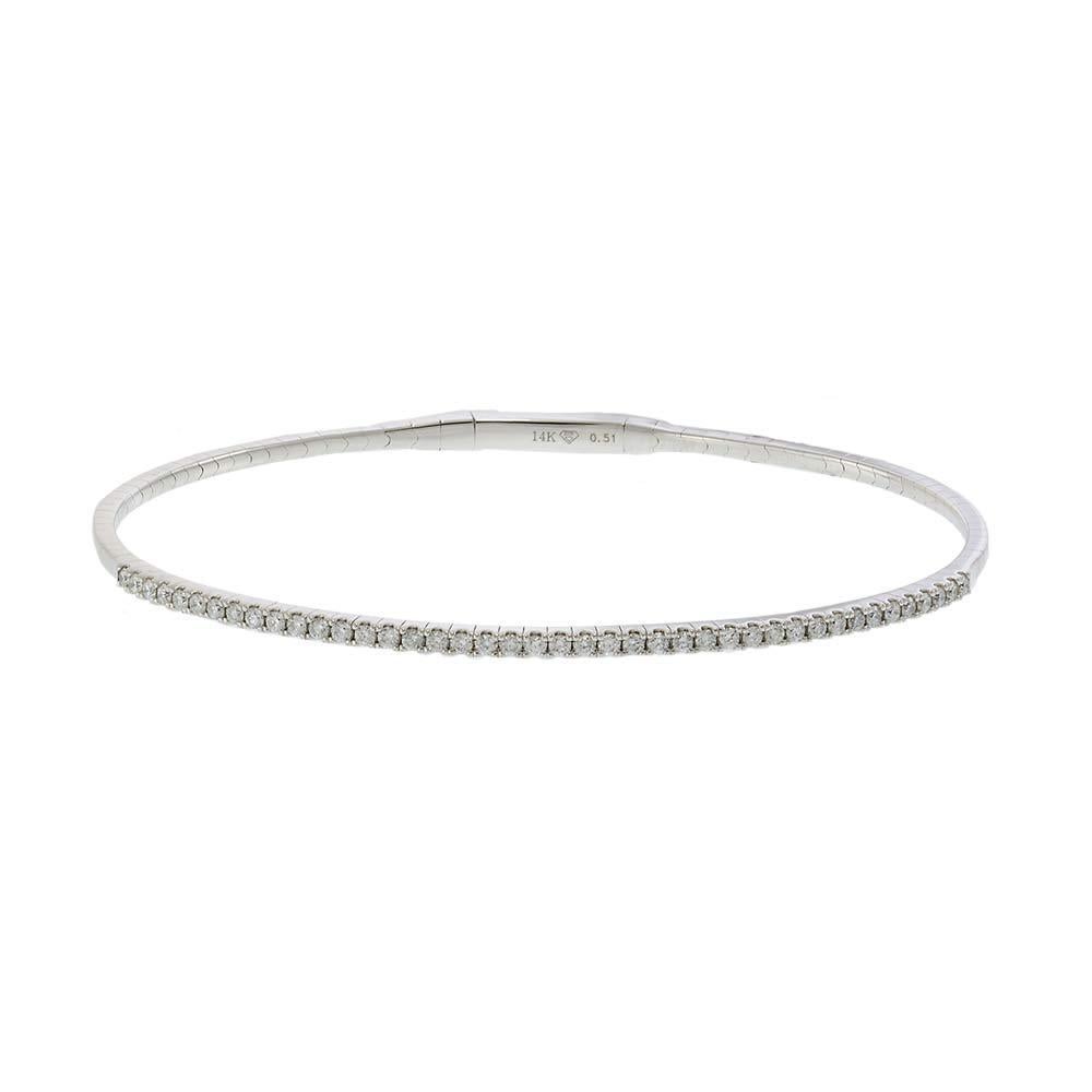 14KT White Gold .50ct Diamond Flex Bangle In New Condition For Sale In New York, NY