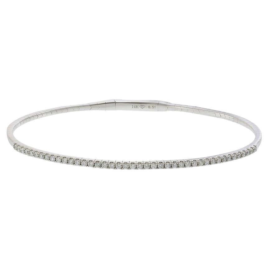 14KT White Gold .50ct Diamond Flex Bangle