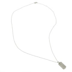 14KT White Gold .50CT-TW Pavé Diamond Dog Tag Pendant Necklace
