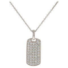 14KT White Gold .50CT-TW Pavé Diamond Dog Tag Pendant Necklace