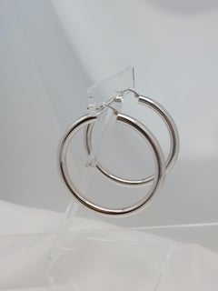 14KT White Gold 5mm Tube Large Hoops