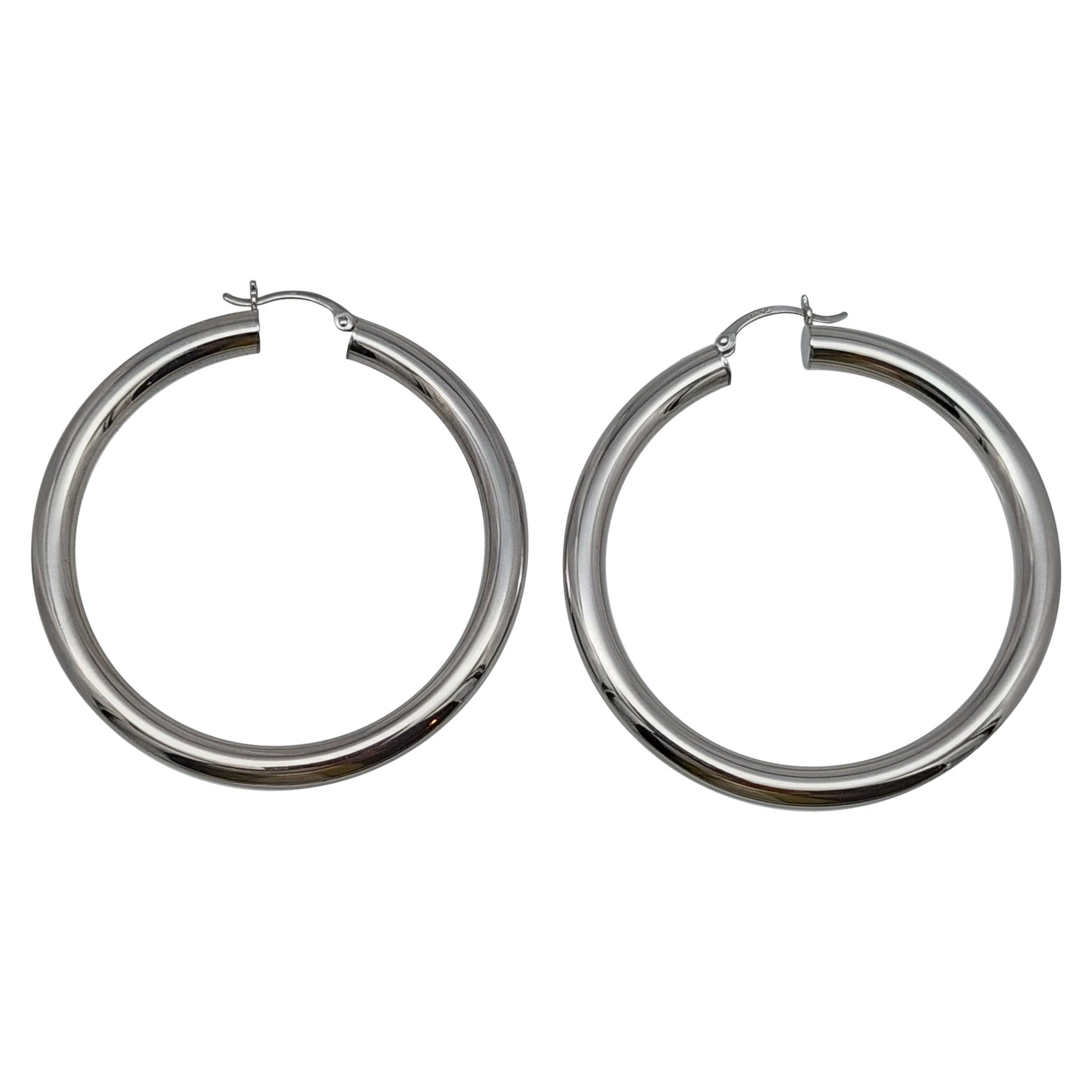 Aros Grandes Tubo 5mm Oro Blanco 14KT