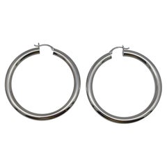 14KT Or Blanc Tube 5mm Large Hoops