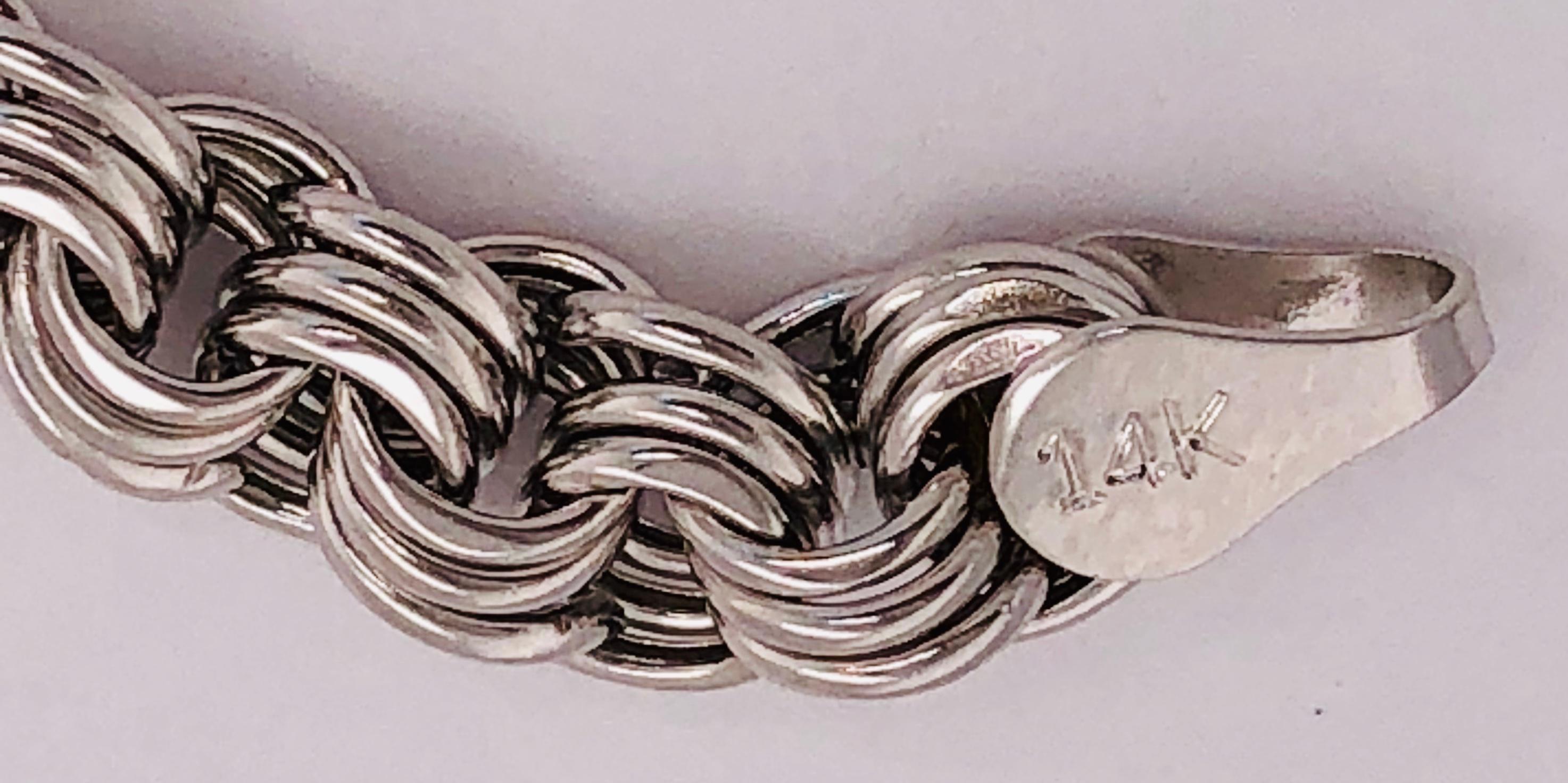 14 Karat White Gold Link Bracelet For Sale 2