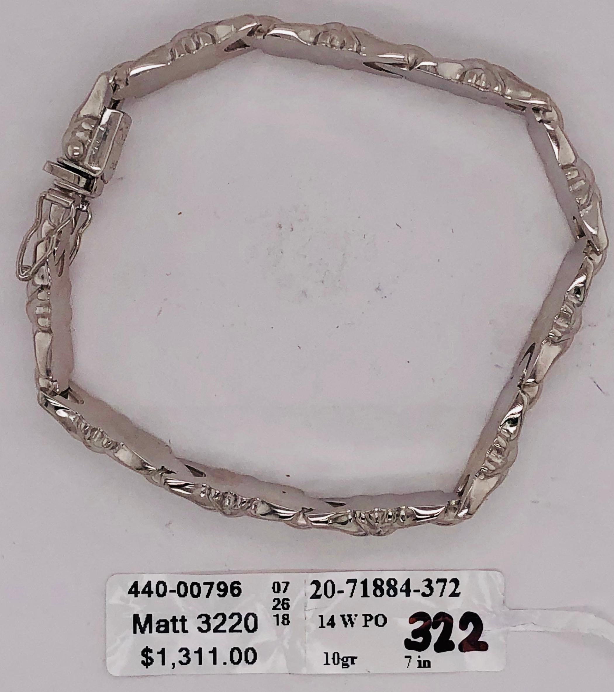 14 Karat White Gold Link Bracelet, Italy For Sale 4