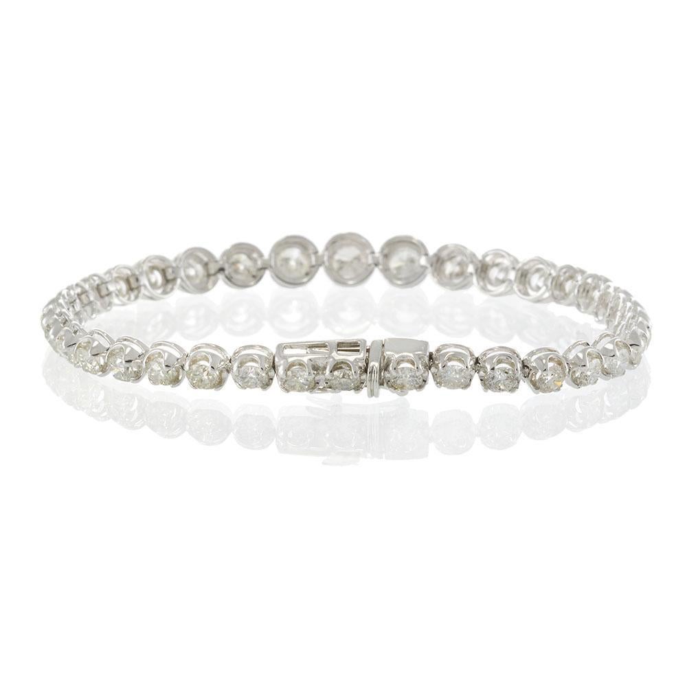 De las mujeres Pulsera de tenis de oro blanco de 14 quilates con diamantes graduados de 7,00 ctw en venta