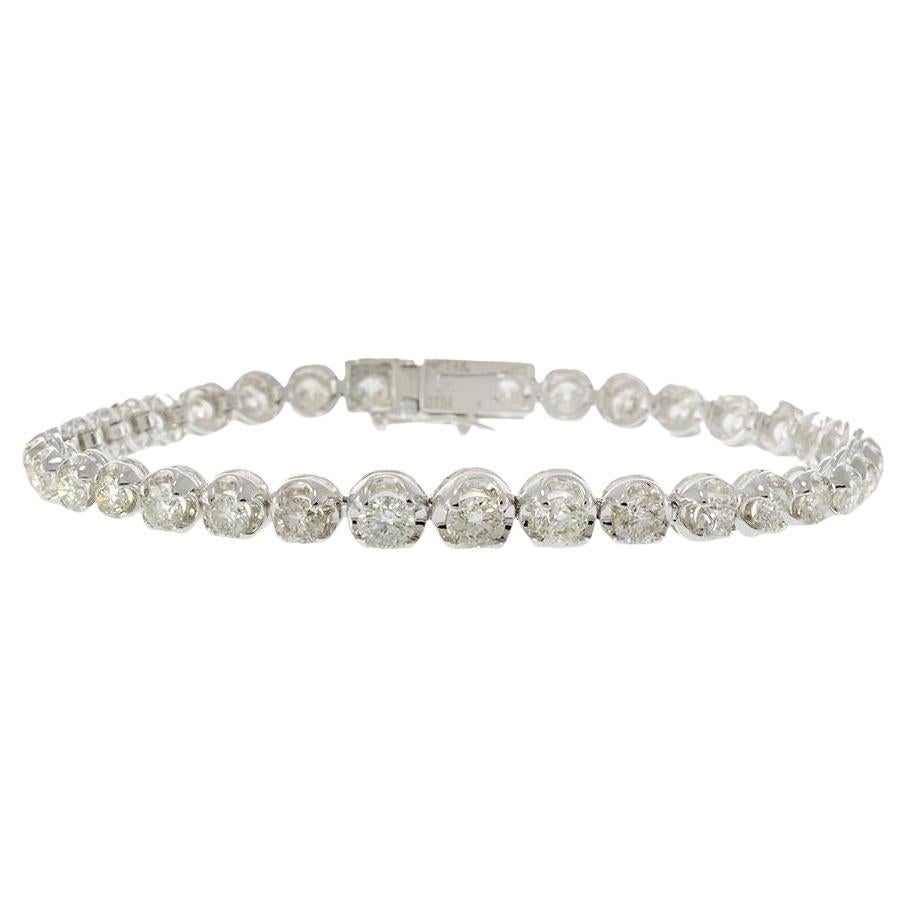 Pulsera de tenis de oro blanco de 14 quilates con diamantes graduados de 7,00 ctw en venta