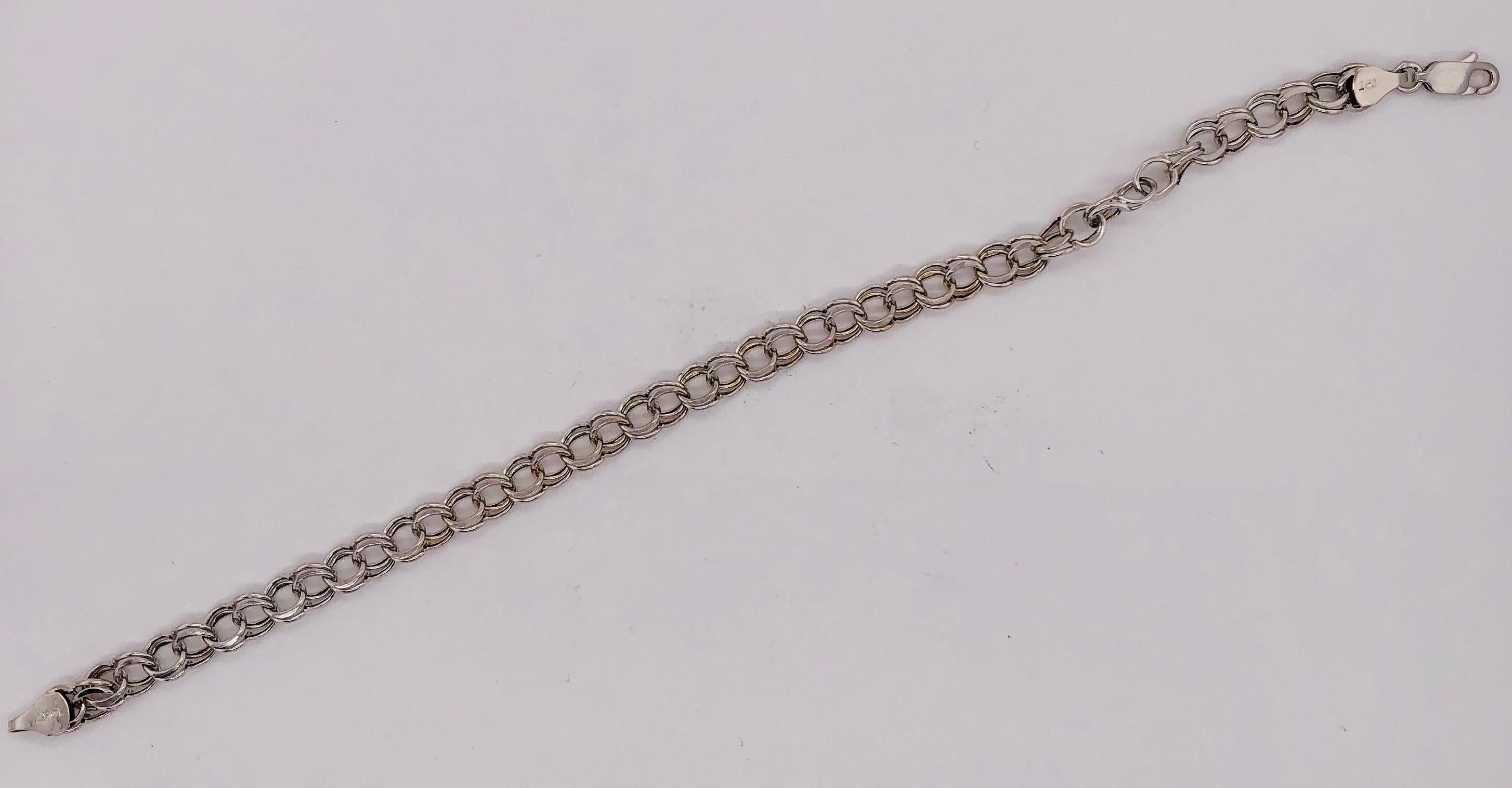 14 Karat White Gold Link Bracelet For Sale 3