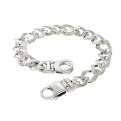 14KT White Gold 8.5" Cuban Link Diamond Bracelet