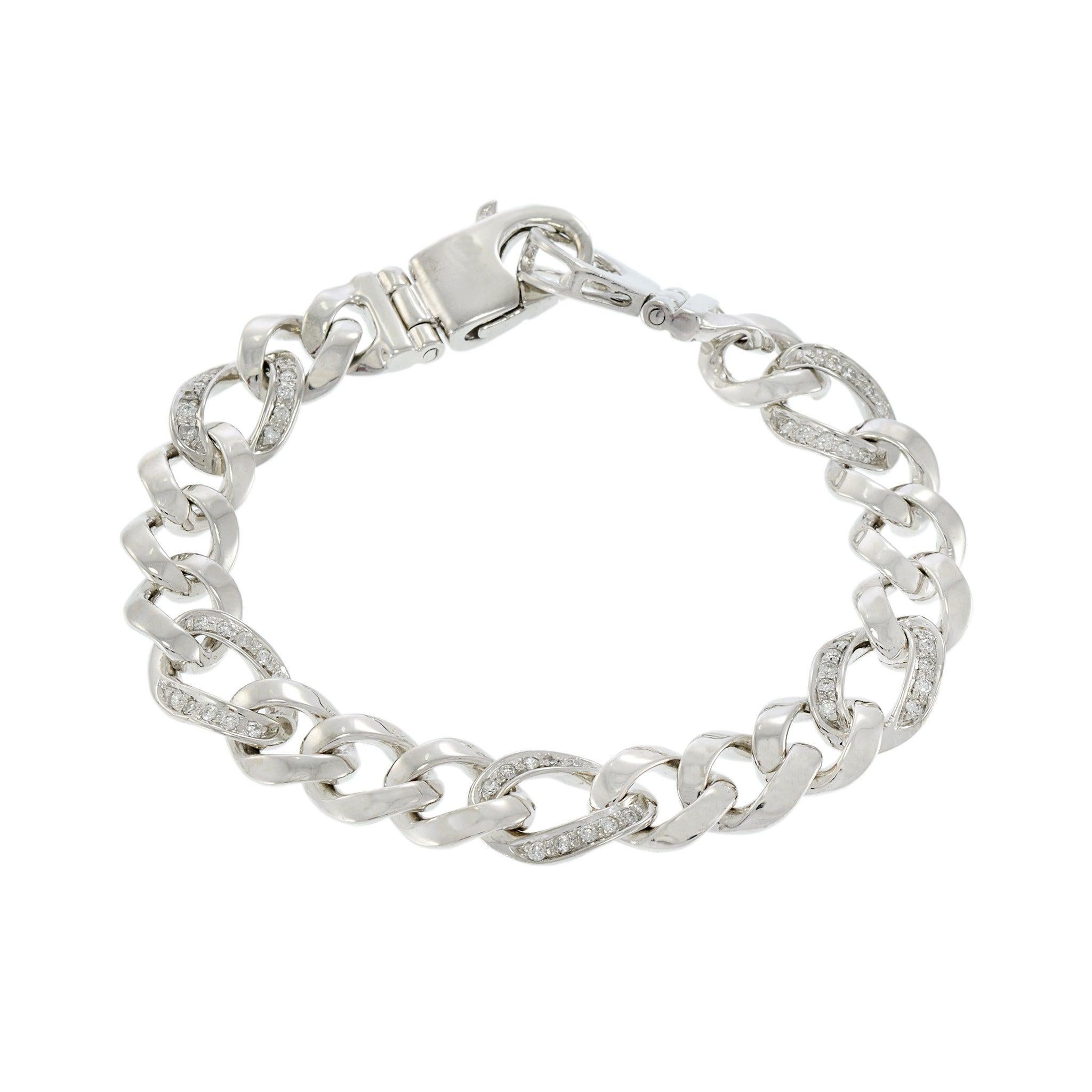 Taille brillant Bracelet en or blanc 14KT 8.5