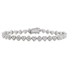 Pulsera de oro blanco de 14 quilates con eslabones en forma de corazón y trébol, con diamantes alternados de 2,16 quilates