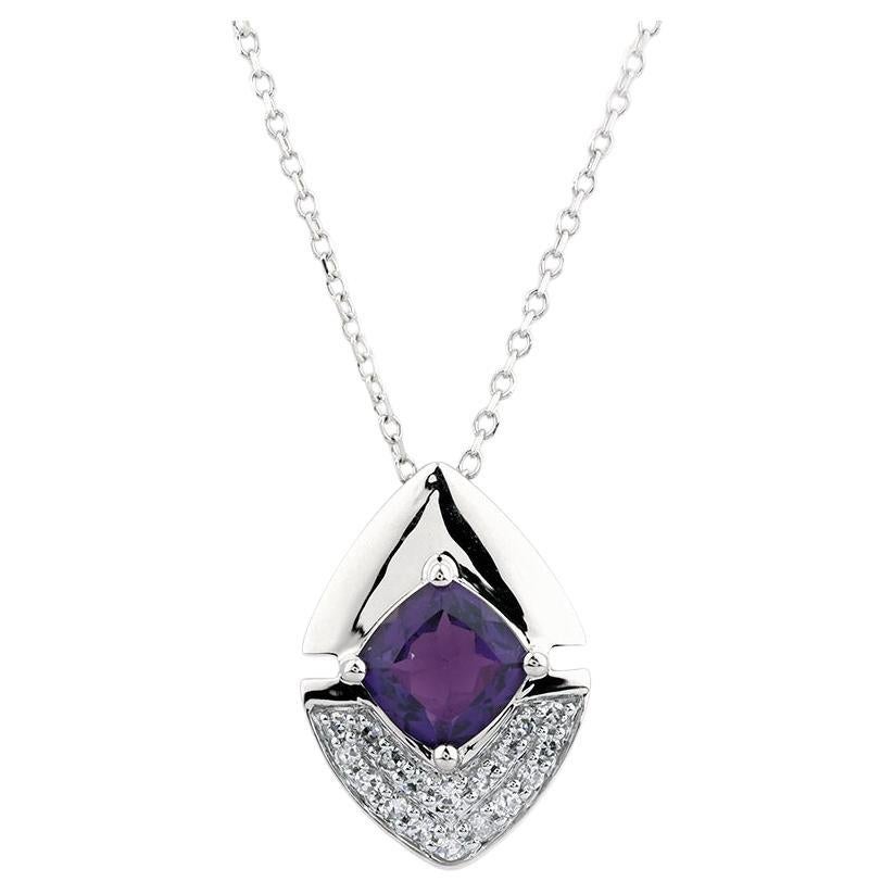 14KT White Gold Amethyst
Diamond Geometric Pendant