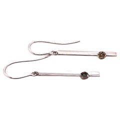 14kt White Gold and Brown Diamond Bar Earrings