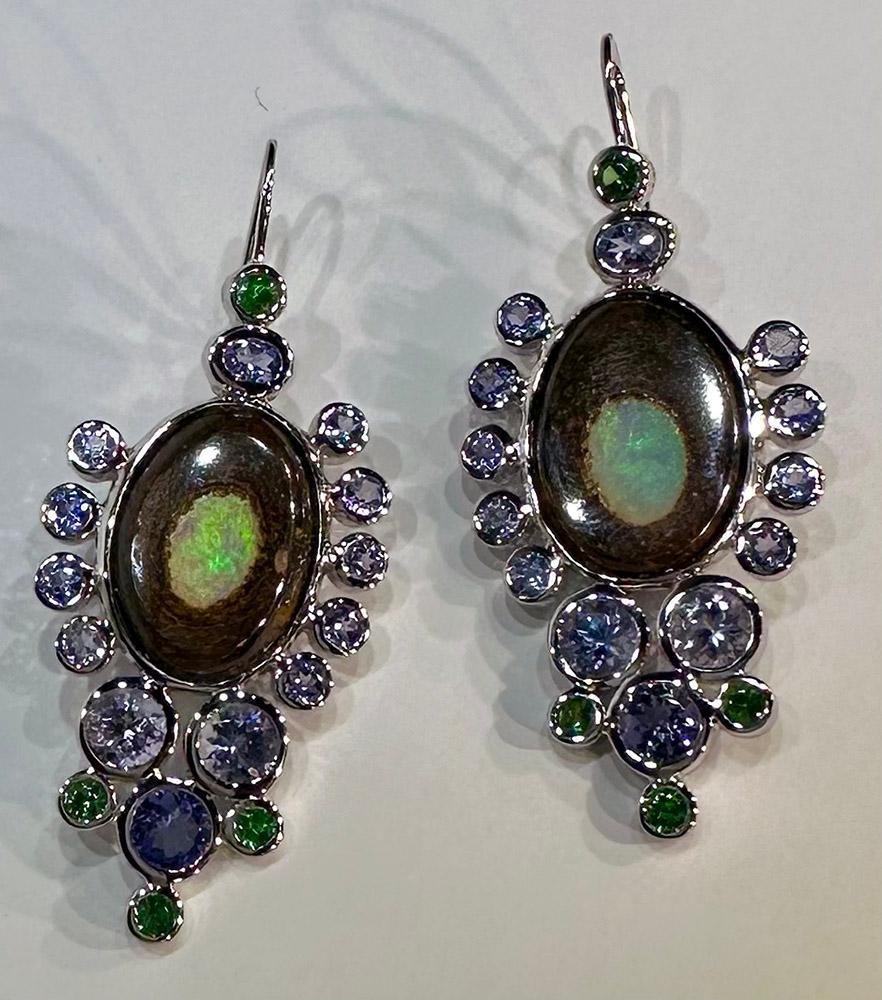 14kt White Gold Australian Boulder Opal Earrings  For Sale 5