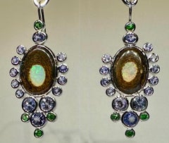 14kt White Gold Australian Boulder Opal Earrings