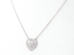 14KT White Gold Baguette and Round Diamond Heart Pendant Necklace