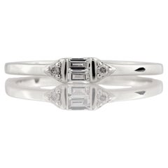 14KT White Gold Baguette & Round Diamond Geometric Band Ring