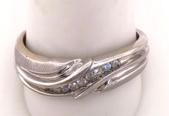 14 Karat Weißgold Band Ring Ehering .20 Gesamtgewicht Diamantgewicht