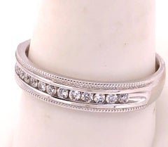 14 Karat White Gold Band Ring Wedding Band with .25 Total Diamond Weight