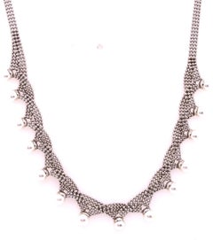 14 Karat White Gold Beaded Necklace