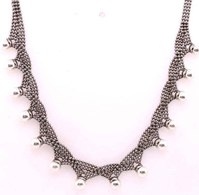14 Karat White Gold Beaded Necklace For Sale at 1stDibs
