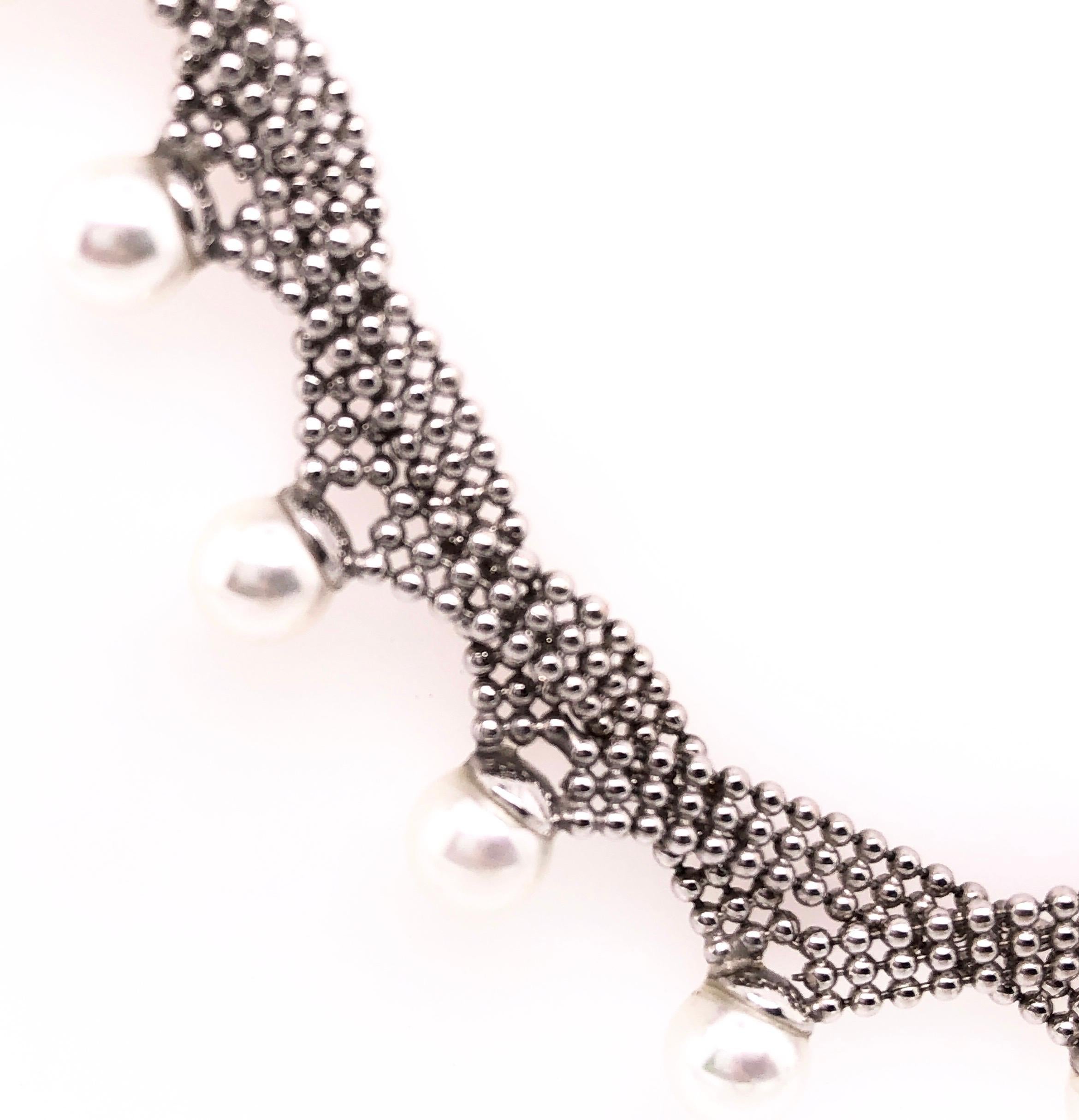 14 Karat White Gold Beaded Necklace For Sale 1