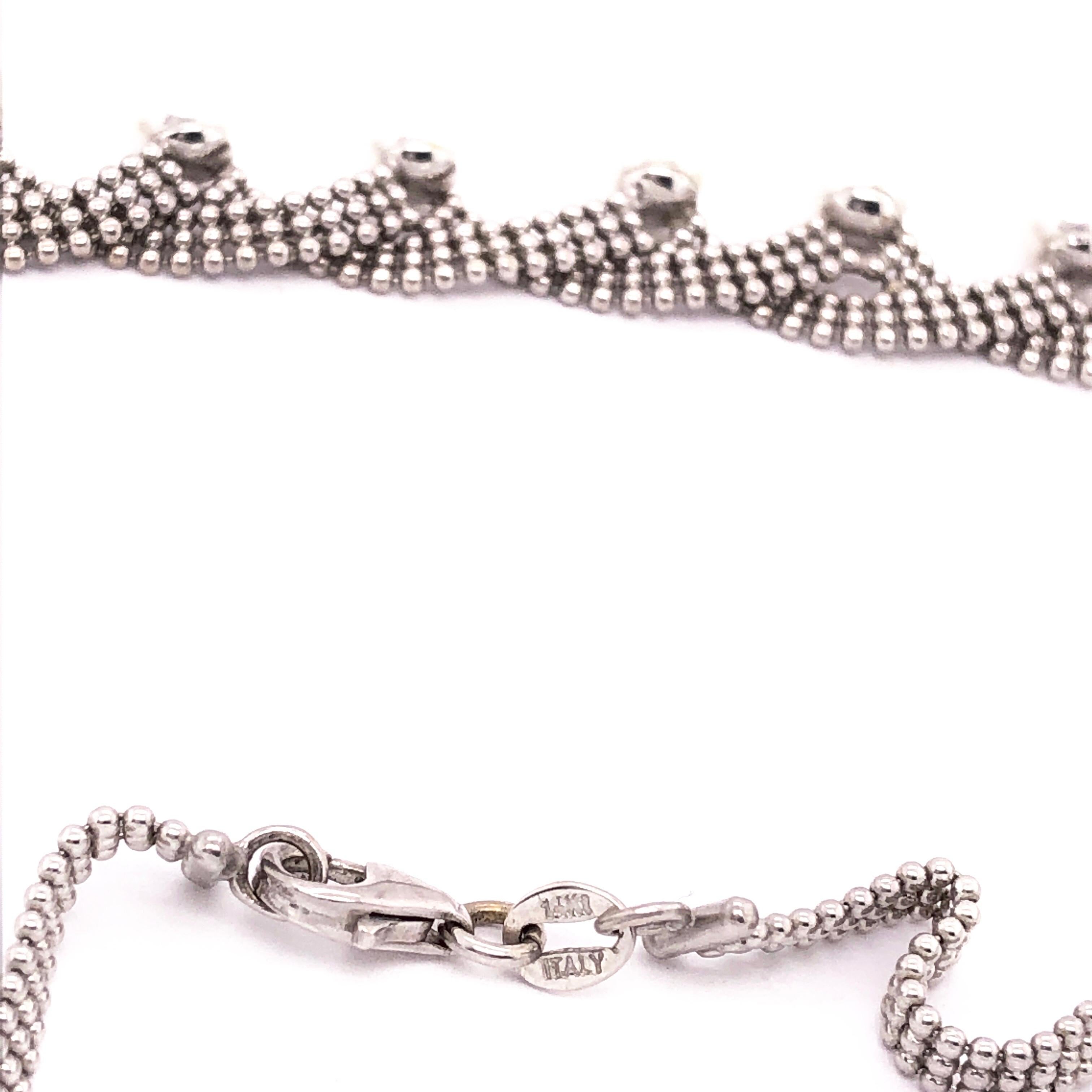 14 Karat White Gold Beaded Necklace For Sale 2