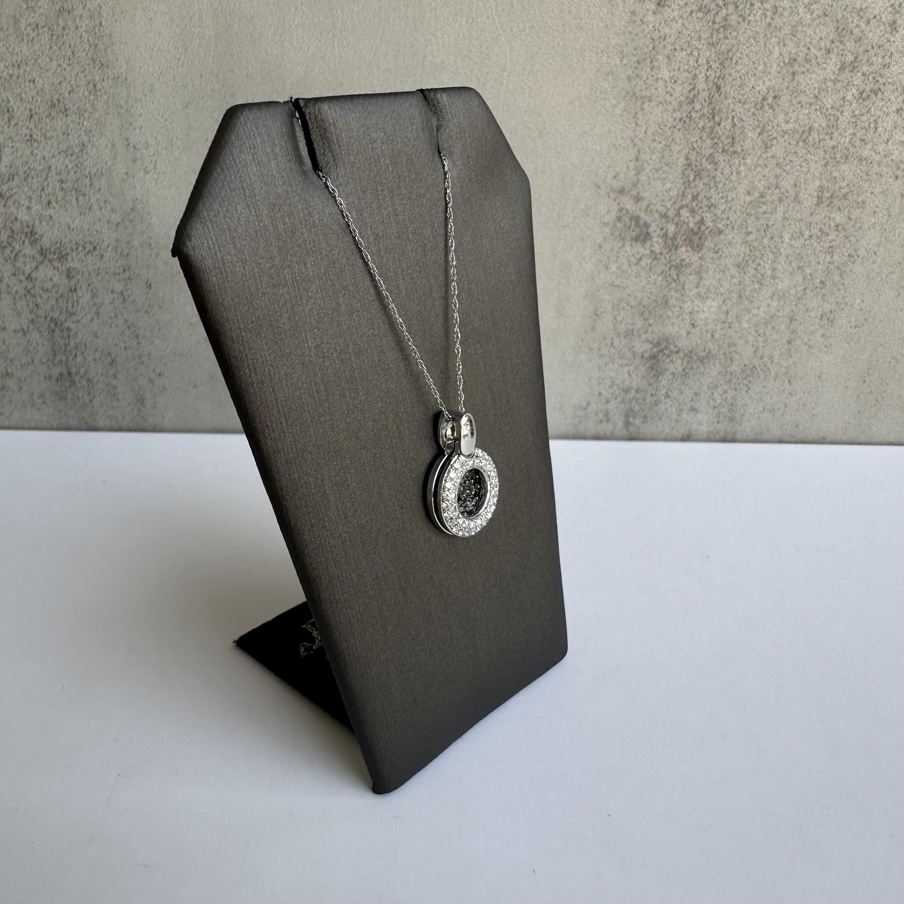 Moderno Collana di diamanti bianchi e neri in oro bianco 14kt - diamanti GH SI da 0,75 carati, 18