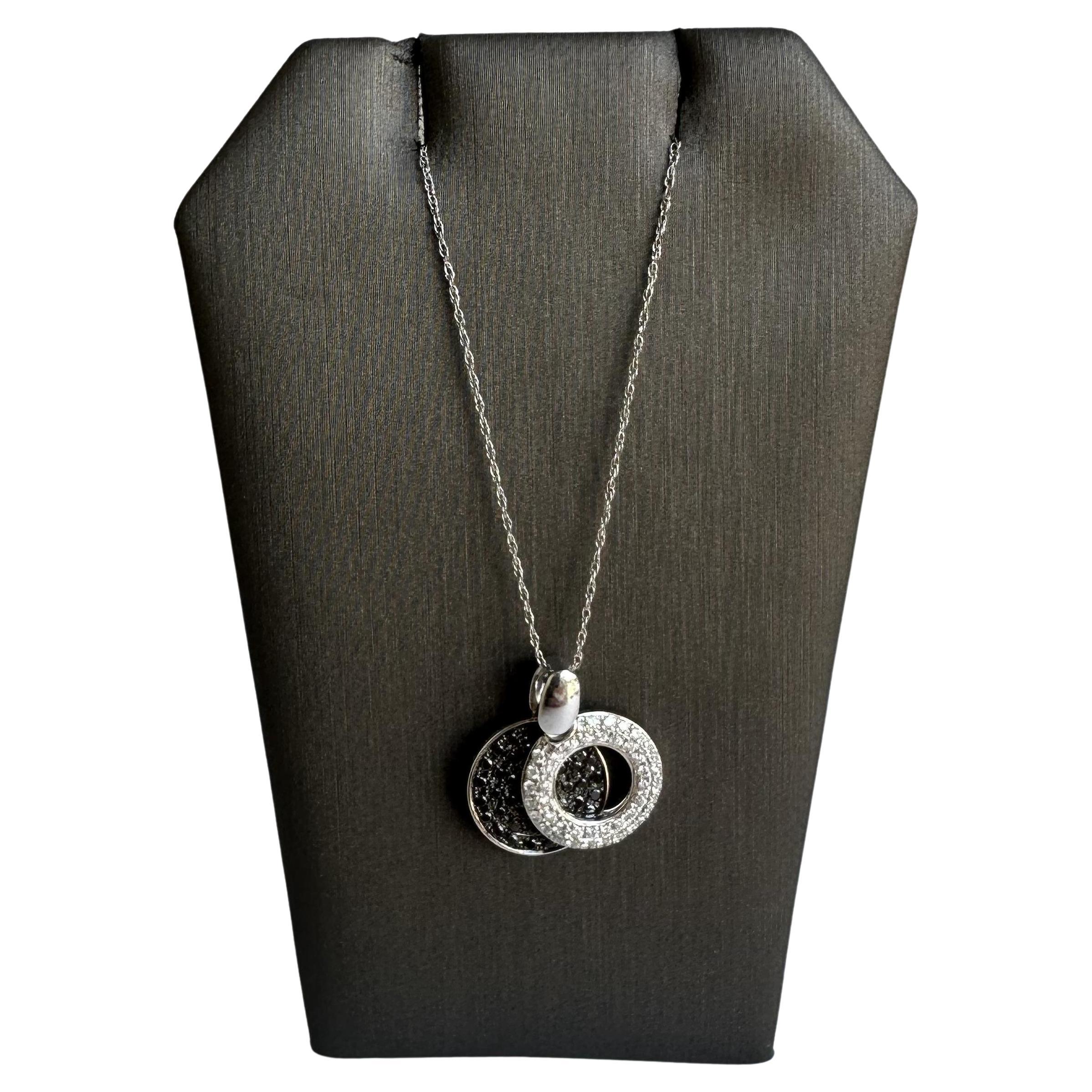 14kt White Gold Black & White Diamond Necklace - 0.75ctw GH SI Diamonds, 18"