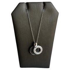 14kt White Gold Black & White Diamond Necklace - 0.75ctw GH SI Diamonds, 18"