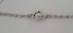 14kt White Gold Bulova Diamond Watch Ladies Serviced Working Warranty Art Deco