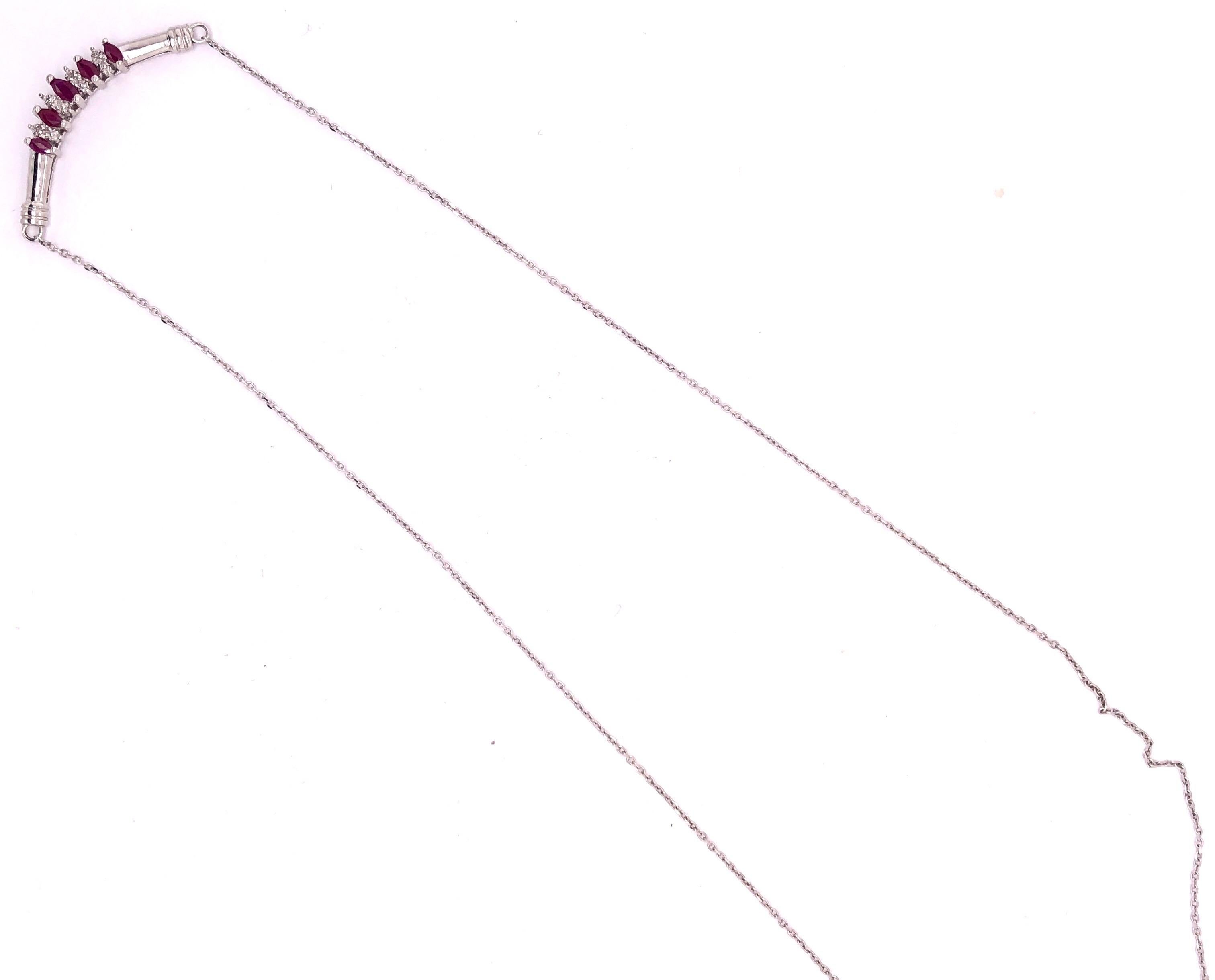 Collier câble en or 14 carats avec pendentif soudé en rubis et diamants 0,10 TDW en vente 2
