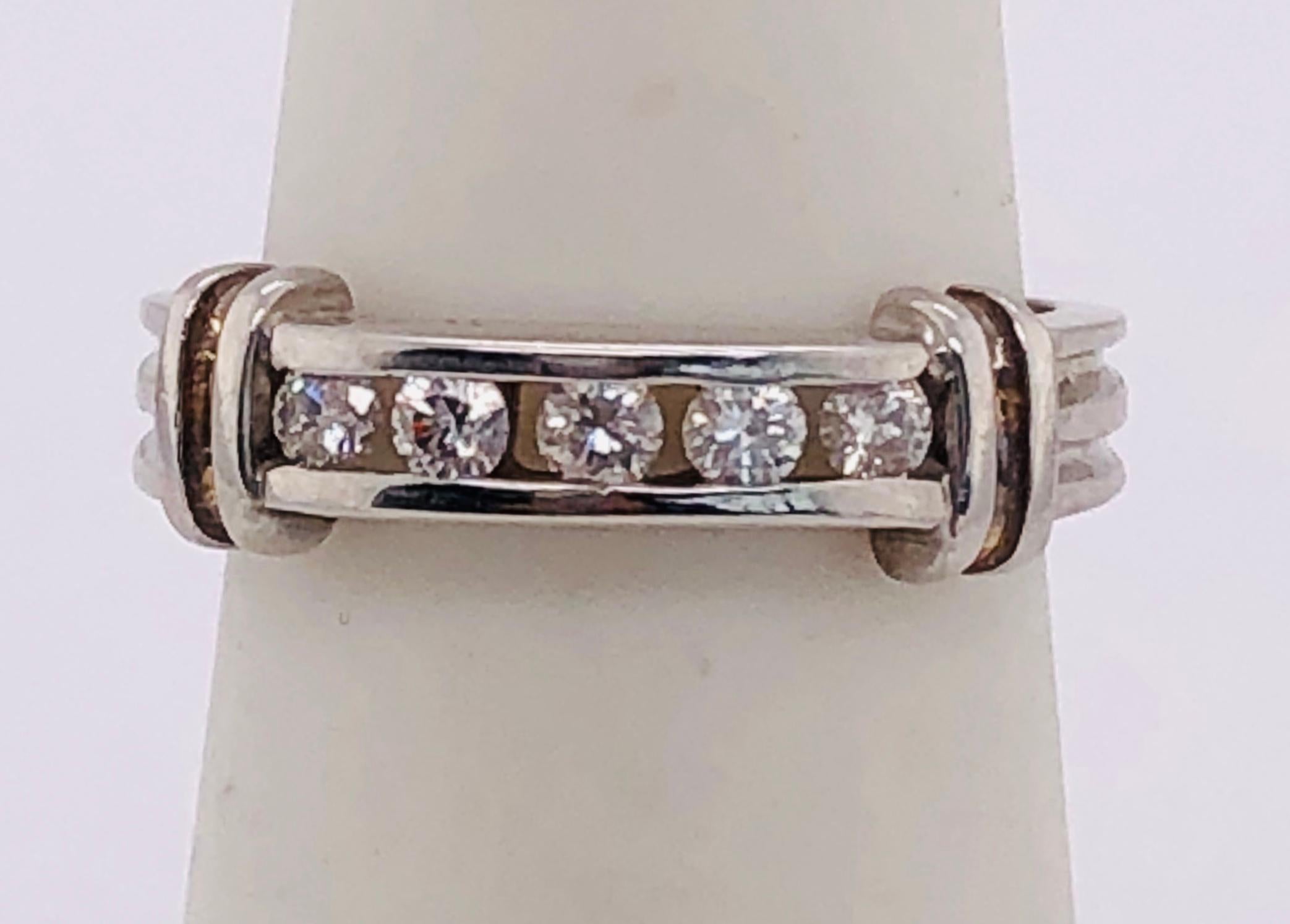 14 Karat White Gold Channel Set Ring Wedding Bridal Band 0.23 TDW For Sale 2