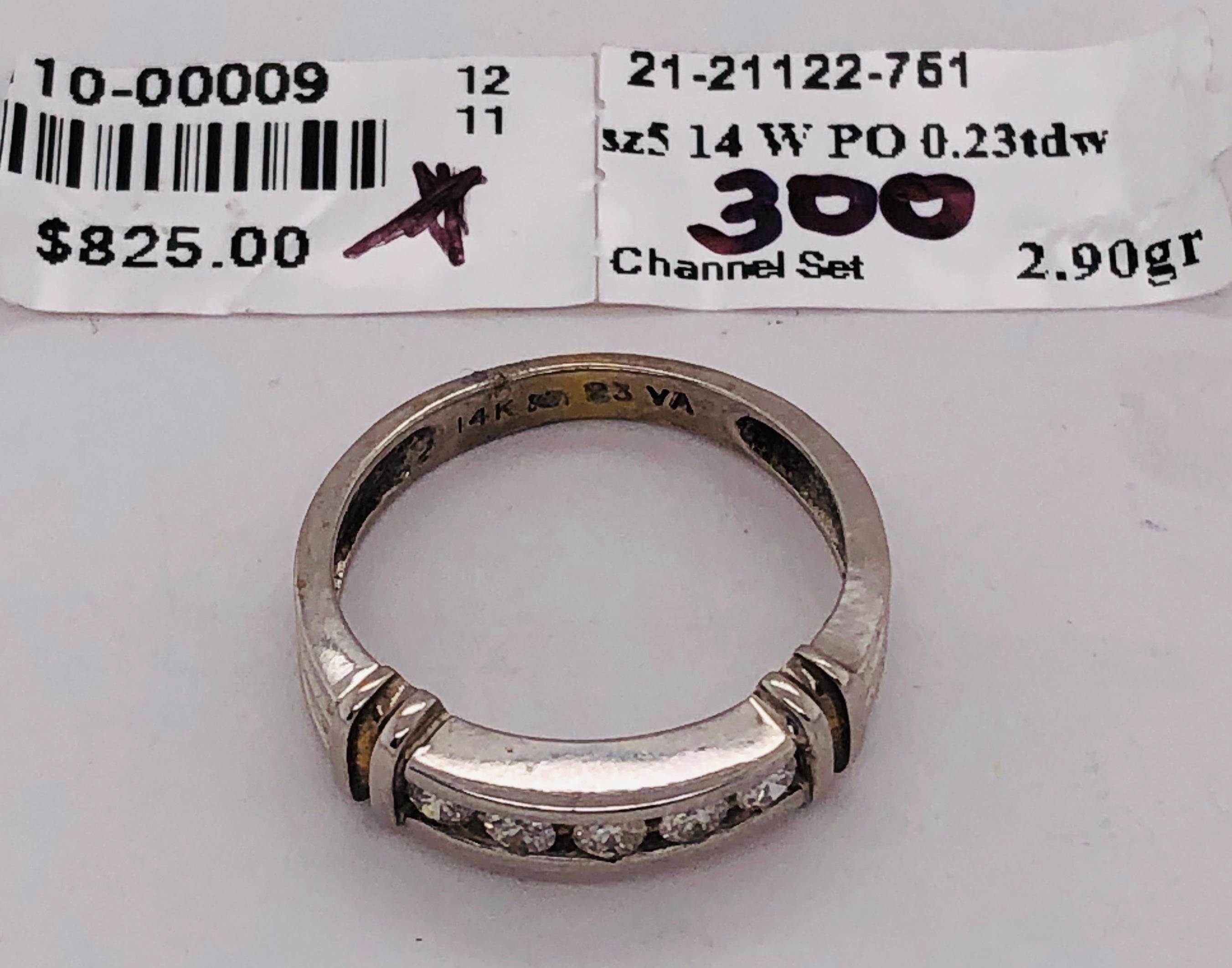 14 Karat White Gold Channel Set Ring Wedding Bridal Band 0.23 TDW For Sale 4