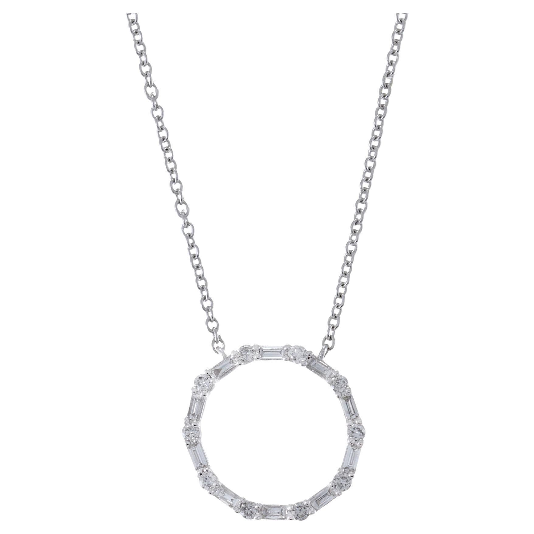 14KT White Gold Circle Diamond Necklace