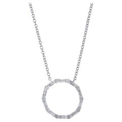 14KT White Gold Circle Diamond Necklace