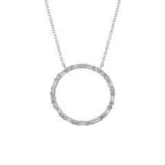 14KT White Gold Circle Diamond Pendant