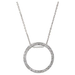 14KT White Gold Circle Diamond Pendant