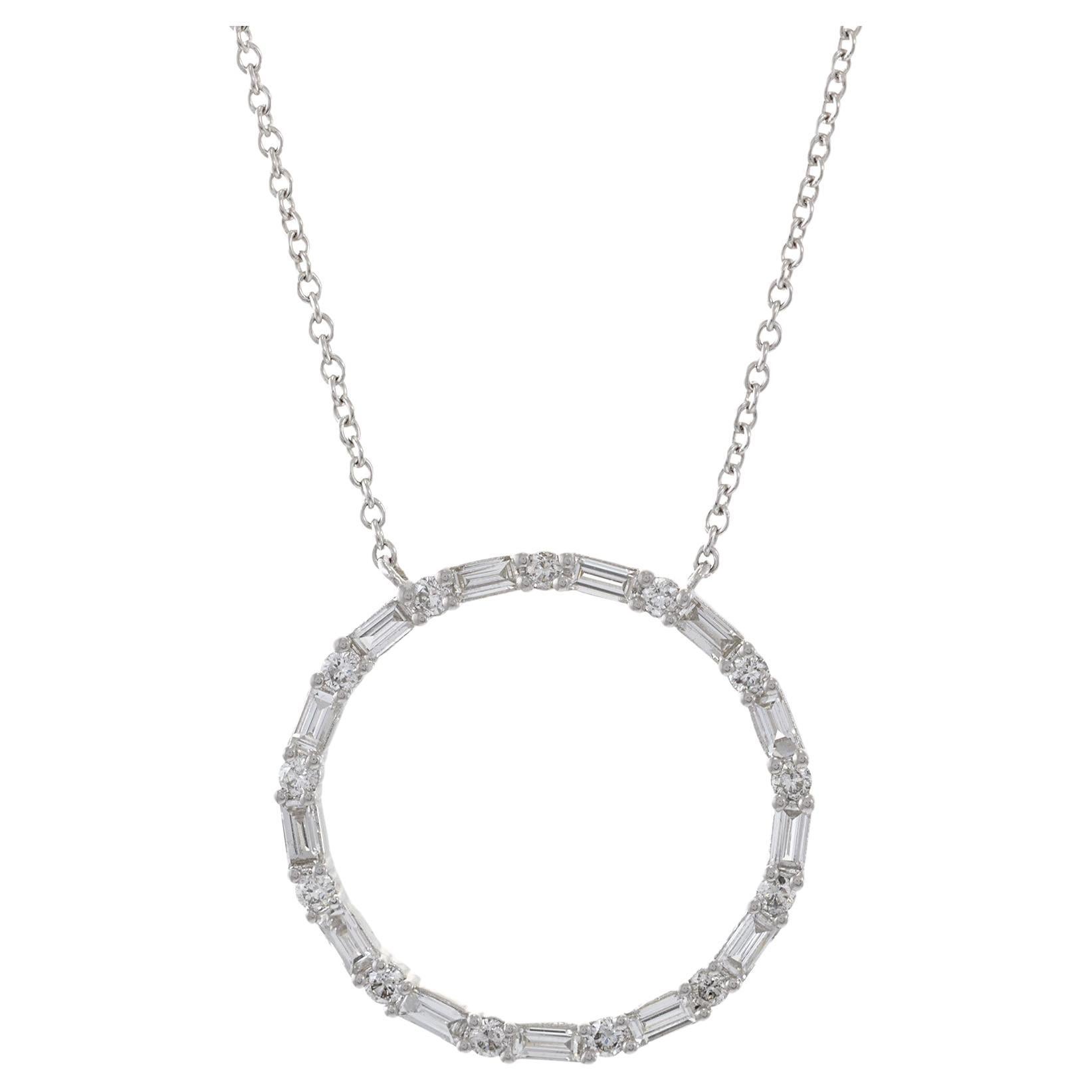 14KT White Gold Circle Diamond Pendant