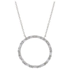 14KT White Gold Circle Diamond Pendant
