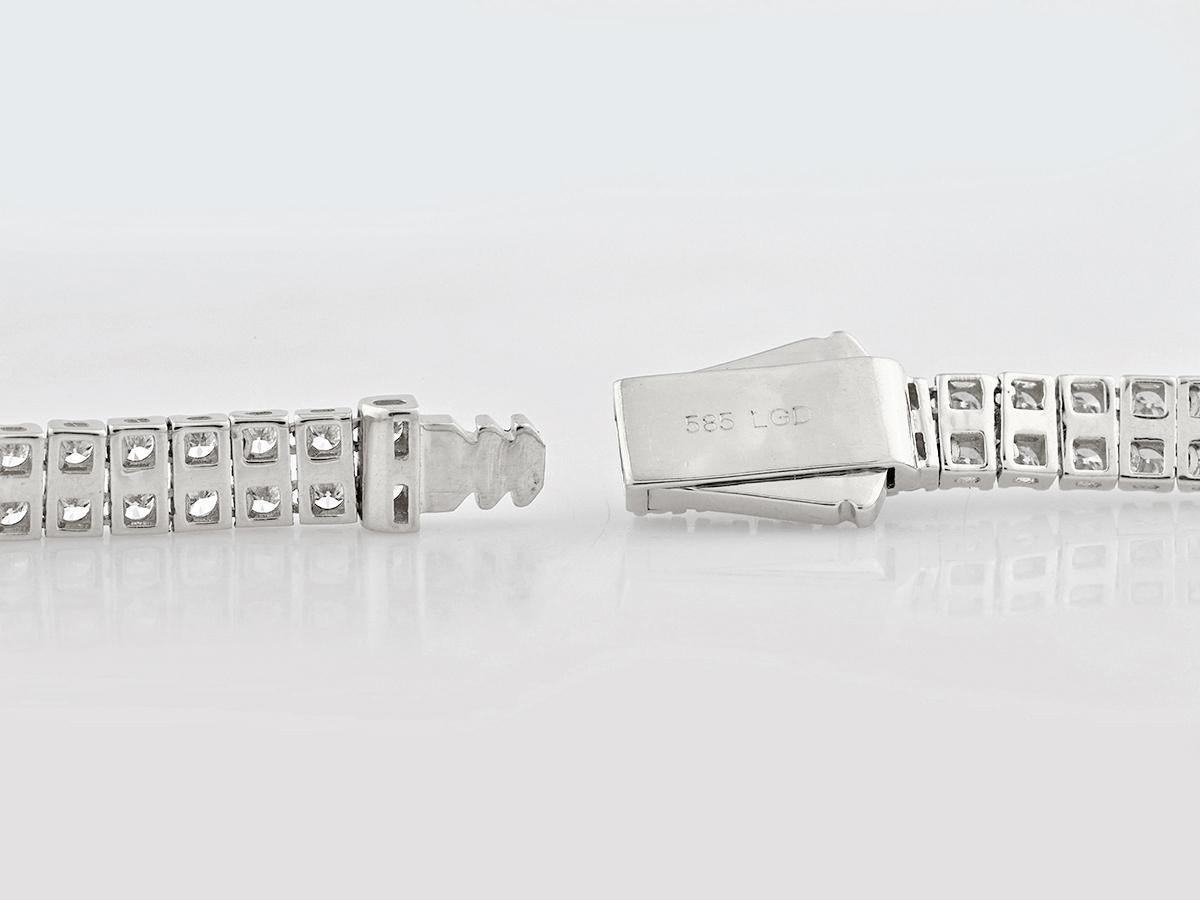 14KT Weißgold Klassisches Double Row Diamant-Tennisarmband im Angebot 1