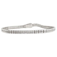 Pulsera de tenis clásica de oro blanco de 14 quilates con doble fila de diamantes