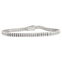 14KT White Gold Classic Double Row Diamond Tennis Bracelet