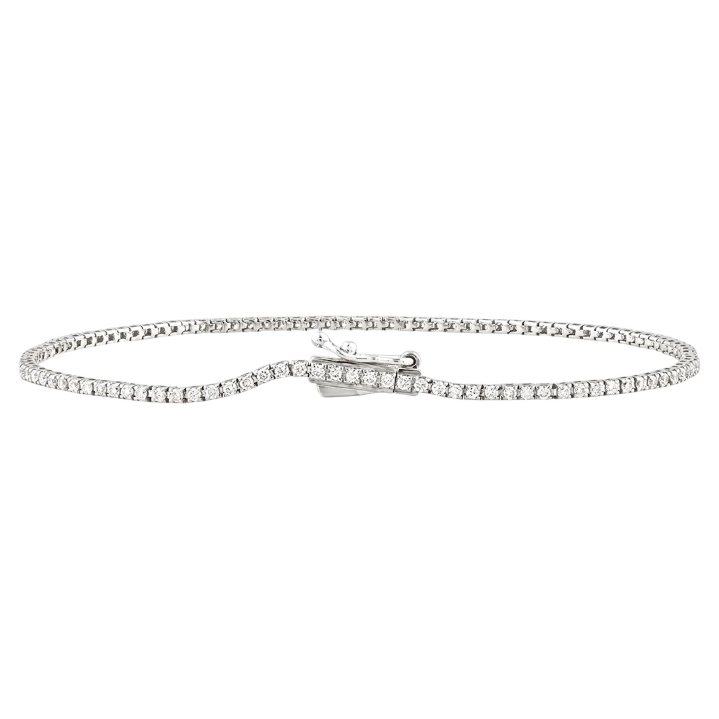 Pulsera «tenis» clásica de oro blanco de 14 quilates con diamantes de 1,06 quilates engastados en cuatro puntas