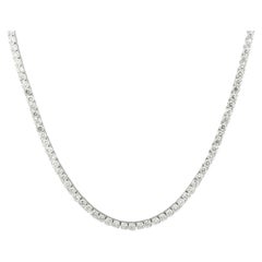Collana "Tennis Riviera" classica in oro bianco 14KT con diamanti da 14,03 carati incastonati a quattro griffe
