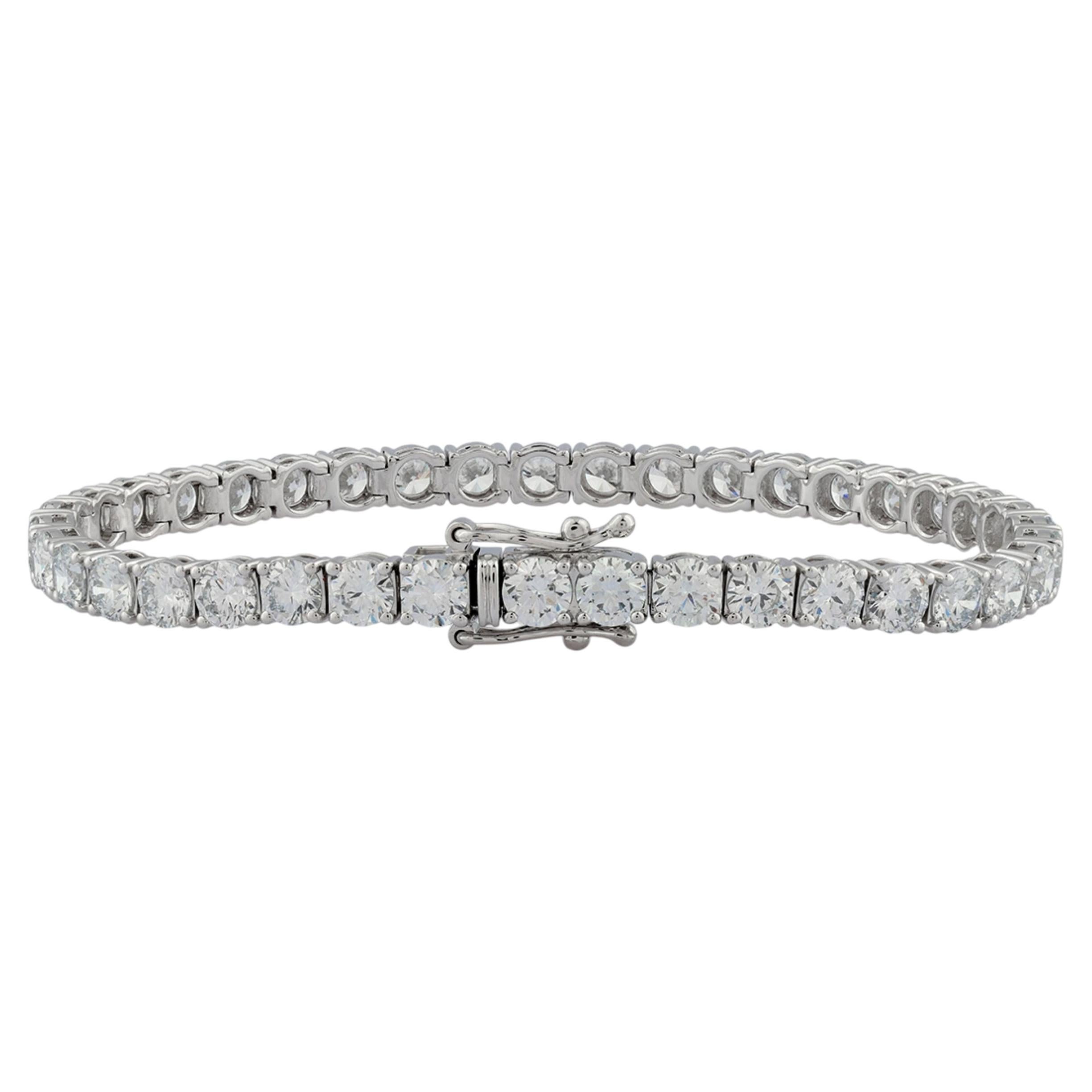 14KT White Gold Classic Round-Cut Diamond Tennis Bracelet