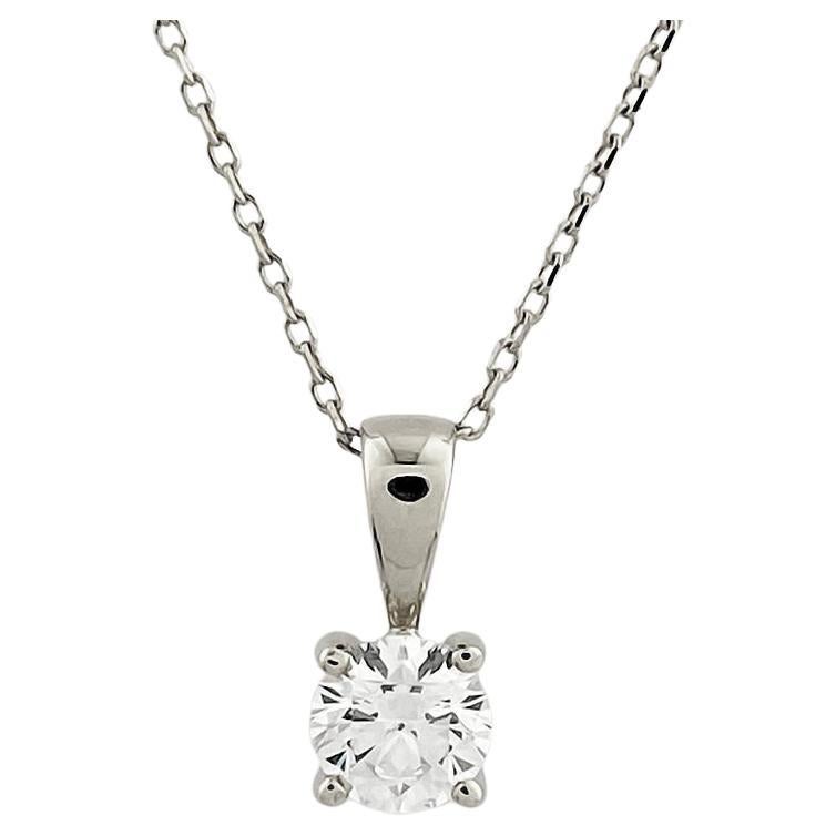 14KT Weißgold Klassische Runde Solitär Diamant Anhänger Halskette